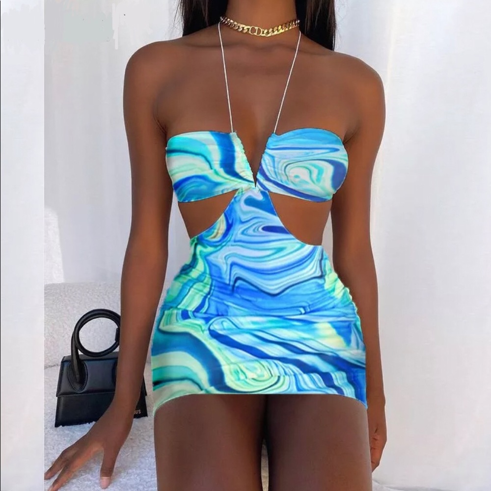 NEW Tie dye bodycon dress with cutouts, size medium
